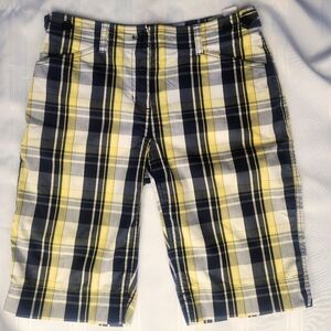 John's New York Size 4 Shorts Golf Bermudas Blue Yellow & Gray  Stretch